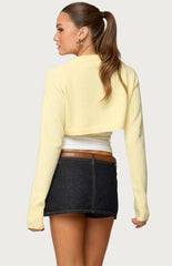 Edikted Morgynne Cropped Knit Cardigan