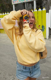 Pacsun Yellow Ultra Soft Fleece Core Washed Crew Neck Sweatshirt