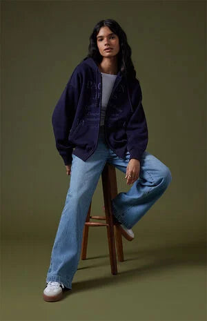 Pacsun Pac Jeans Vintage Wash Zip Up Hoodie