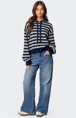 Edikted Striped Hooded Knit Sweater