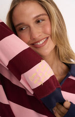 THE MAYFAIR GROUP Come As You Are Striped Collar Oversized Sweatshirt