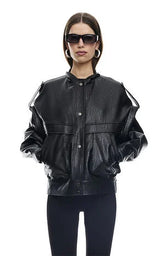 LIONESS Faux Leather Madame Oversized Bomber Jacket