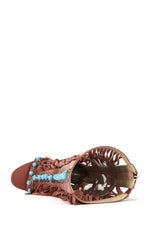 AZALEA WANG Women's Amadeo Red Fringe Gladiator Sandal Boots