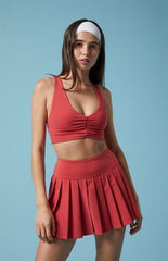 PAC 1980 PAC WHISPER Active Red Dropped Waist Pleated Mini Skort