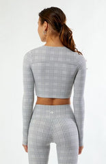 ASTORIA ACTIVEWEAR Active Plaid Long Sleeve Top