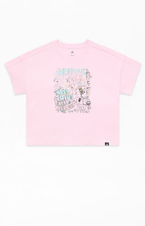 adidas Kids Light Pink Dropped Shoulder T-Shirt