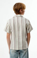 Pacsun Kids Brown Striped Textured Camp Shirt
