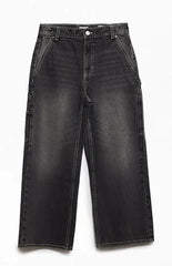 Pacsun Kids Extreme Baggy Jeans Contrast Stitch Carpenter Black