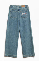 Pacsun Kids Baggy Jeans LA Embroidered Light Blue