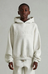 Fear of God ESSENTIALS Kids Heather Oatmeal Embossed Classic Hoodie