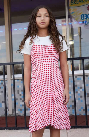 Pacsun Kids Red Gingham Sleeveless Dress