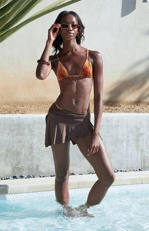 Pacsun Multi Velvet Caspia Triangle Bikini Top