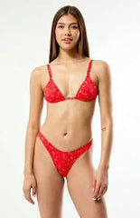 Pacsun Red Floral Rae Triangle Bikini Top