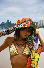 Pacsun Yellow Polka Dot Piper Binded Triangle Bikini Top