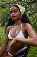 Pacsun White Juno Binded Scrunch Triangle Bikini Top