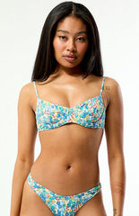 Pacsun Blue & White Floral Madison Underwire Bralette Bikini Top