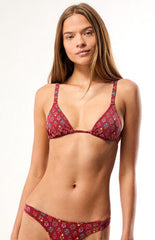 Pacsun Red Floral Print Rae Triangle Bikini Top
