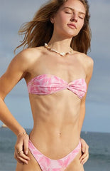 Pacsun Pink Floral Maristela Twist Bandeau Bikini Top