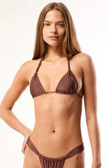 Pacsun Brown Kelsey Shine Triangle Bikini Top