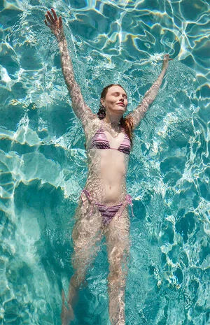 Pacsun Pink & Brown Striped Summer Side Tie Bikini Bottom