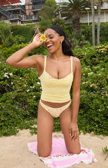 Pacsun Yellow Floral Rae High Cut Bikini Bottom