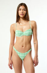 Pacsun Green & White Plaid Rae High Cut Bikini Bottom