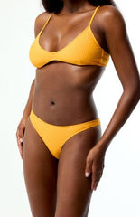 Pacsun Yellow Jessie Piqué Low Rise Bikini Bottom