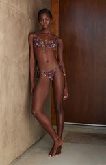 Pacsun Plum Floral Blackberry Nahveen Side Tie Bikini Bottom
