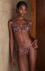 Pacsun Plum Floral Blackberry Nahveen Side Tie Bikini Bottom