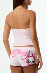 Ed Hardy Pink Flame Skull Shorts