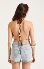 Pacsun Ivy High Waisted Festival Jean Shorts Stretch Rhinestone Light Blue