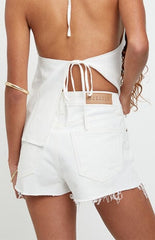 Pacsun Ivy High Waisted Festival Jean Shorts Stretch White
