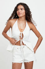 Pacsun Ivy High Waisted Festival Jean Shorts Stretch White