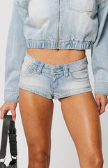 ABRAND Stella 00 Super Low Mini Denim Shorts