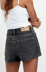 Pacsun Ivy High Waisted Festival Jean Shorts Contrast Stitch Black