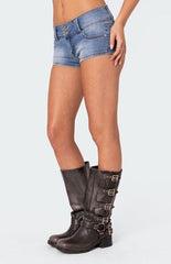 Edikted Honey Low Rise Denim Micro Denim Shorts