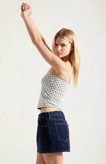 Pacsun Bella Dark Blue Mid Rise Jean Mini Skirt