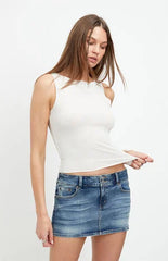 Pacsun Piper Stretch Whisker Medium Blue Jean Micro Mini Skirt