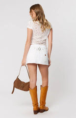 ABRAND Western White 99 Low Rise Denim Mini Skirt