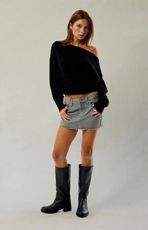 Pacsun Lara Gray Low Rise Denim Mini Skirt