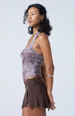Third Charm Washed Brown Mini Skort
