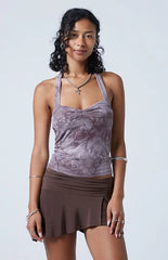 Third Charm Washed Brown Mini Skort