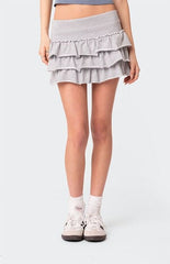 Edikted Martina Ruffle Terry Mini Skirt