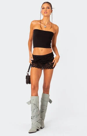 Edikted Kaylie Sheer Lace Mini Skirt