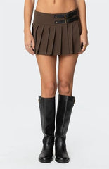 Edikted Polina Double Belt Pleated Mini Skirt