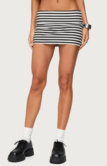 Edikted Rylan Striped Fold Over Mini Skort