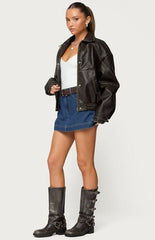 Edikted Felica High Waisted Denim Mini Skort