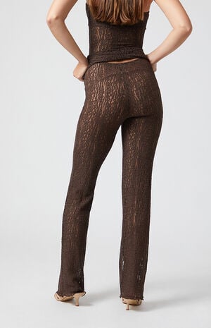 Beverly and Beck Sheer Lace Flare Pants