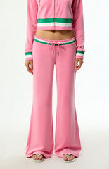 Juicy Couture Pink Velour Contrast Waist Baggy Track Pants