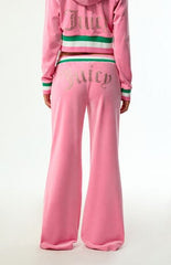 Juicy Couture Pink Velour Contrast Waist Baggy Track Pants